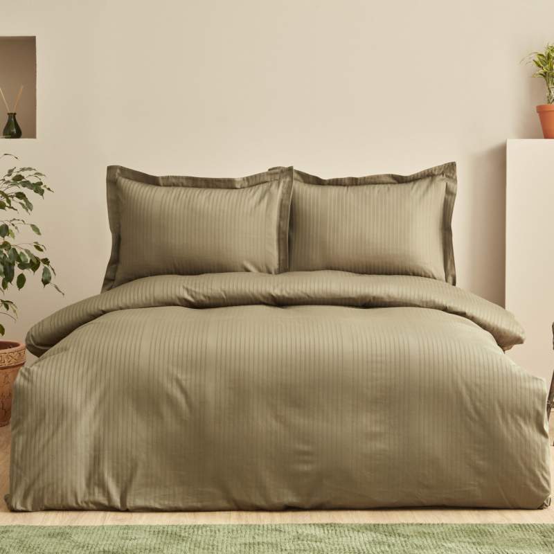 Karaca Home Uniq 100% Cotton Single Satin Duvet Cover Set Khaki Karaca Home Uniq 100% Cotton Single Satin Duvet Cover Set Khaki
