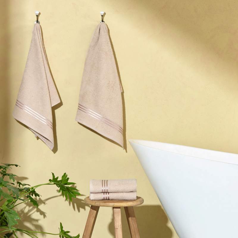 Karaca Home Stripe Beige 4 Pcs Towel Set 50x90 cm Karaca Home Stripe Beige 4 Pcs Towel Set 50x90 cm