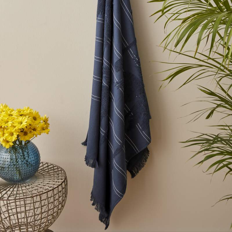 Karaca Home Young Denim Palm Bath Towel 85x150 cm Navy Blue Karaca Home Young Denim Palm Bath Towel 85x150 cm Navy Blue