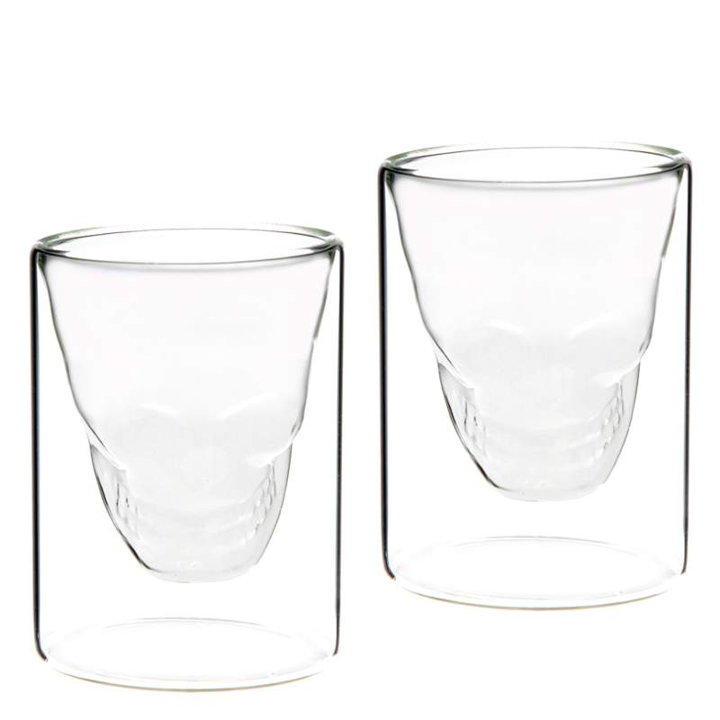 Jumbo Glory Double Wall Double Walled Skull Large 2 Pcs Glass 250 ml