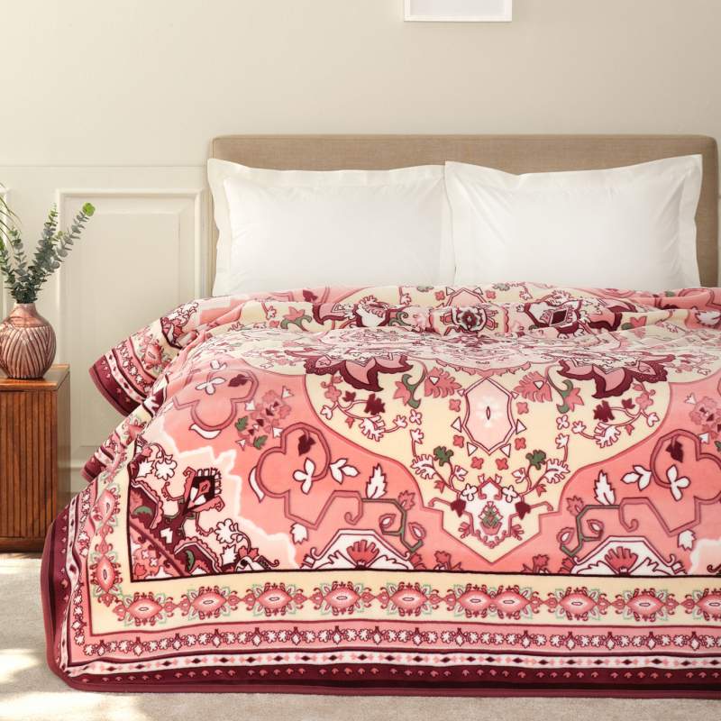 Karaca Home Liona Dried Rose Double Spanish Blanket Karaca Home Liona Dried Rose Double Spanish Blanket