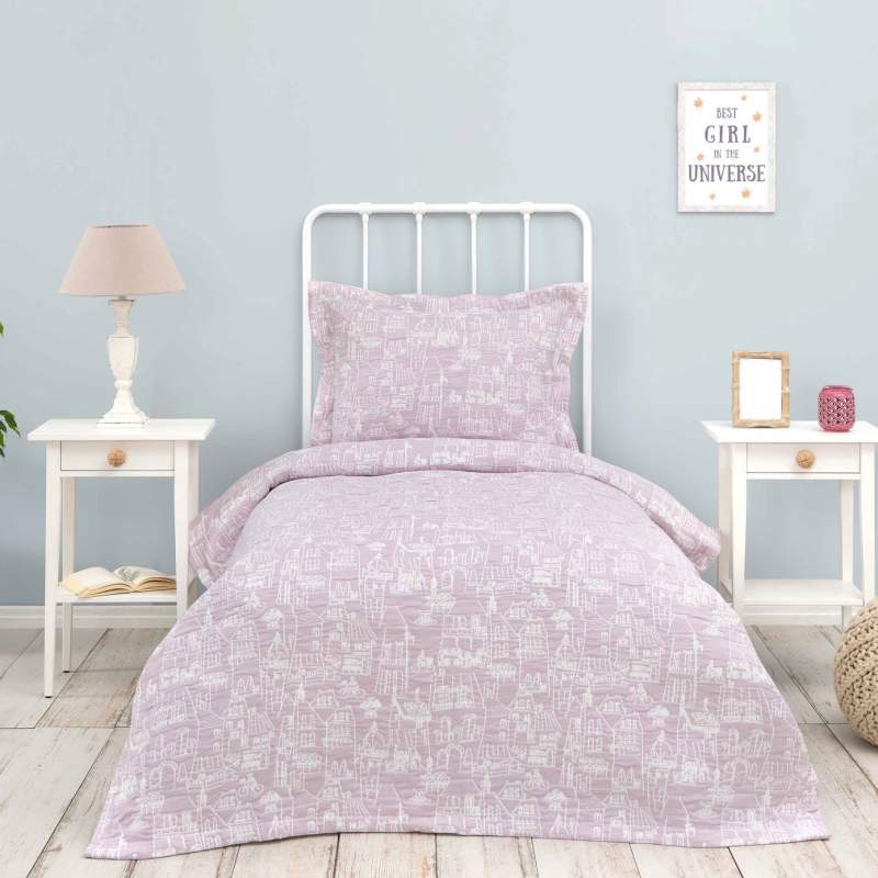 Karaca Home Young City Lilac Single Bedspread Set Karaca Home Young City Lilac Single Bedspread Set