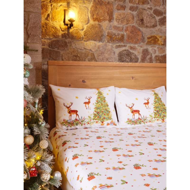 Sarah Anderson Santa 100% Cotton Double Sheet Set
