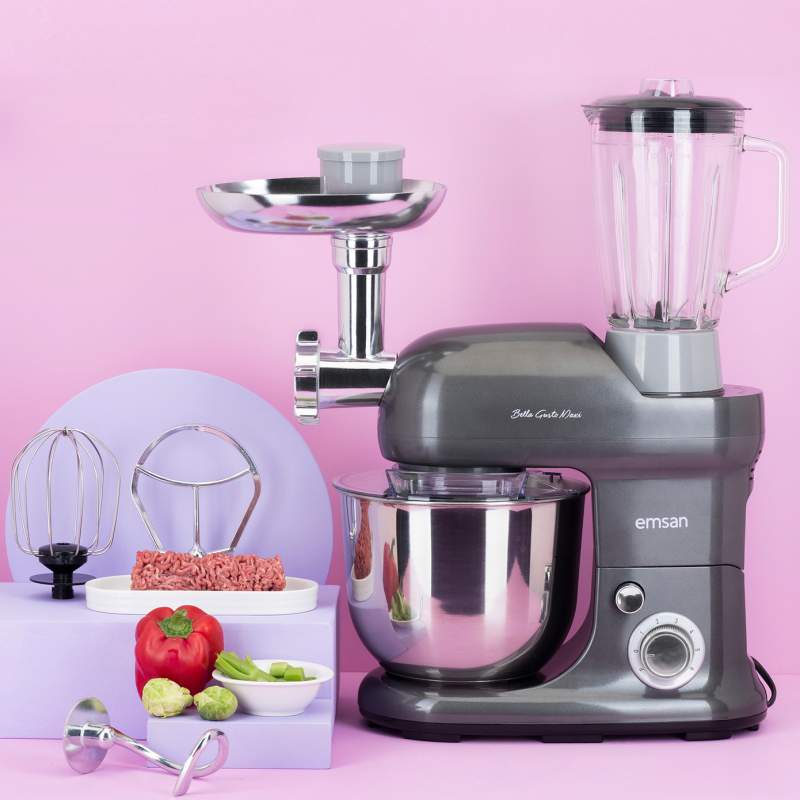 Emsan Bella Gusto Maxi Anthracite Stand Mixer Kitchen Chef 1300W 5 Lt