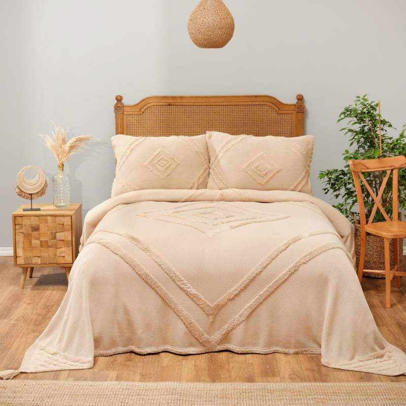 Karaca Home Karlo Beige Double Knitwear Bedspread Karaca Home Karlo Beige Double Knitwear Bedspread