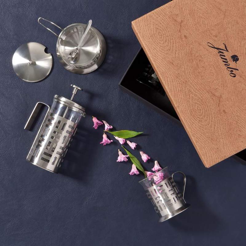 Jumbo Glory Steel Set of 4 with French Press Jumbo Glory Steel Set of 4 with French Press