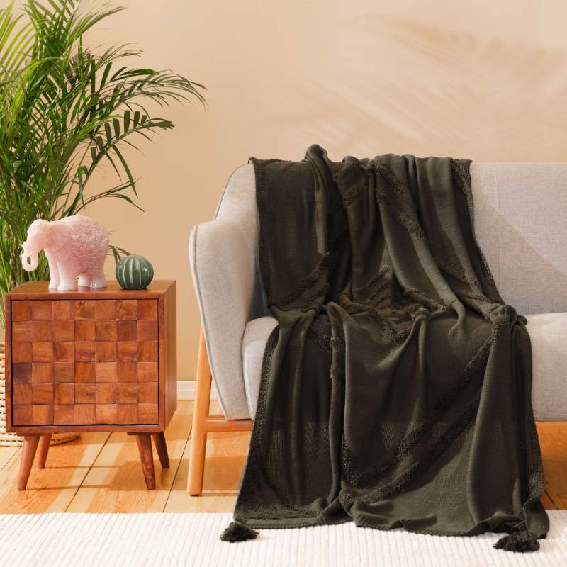 Karaca Home Karlo Khaki Knitwear Tv Blanket 130x170 cm Karaca Home Karlo Khaki Knitwear Tv Blanket 130x170 cm