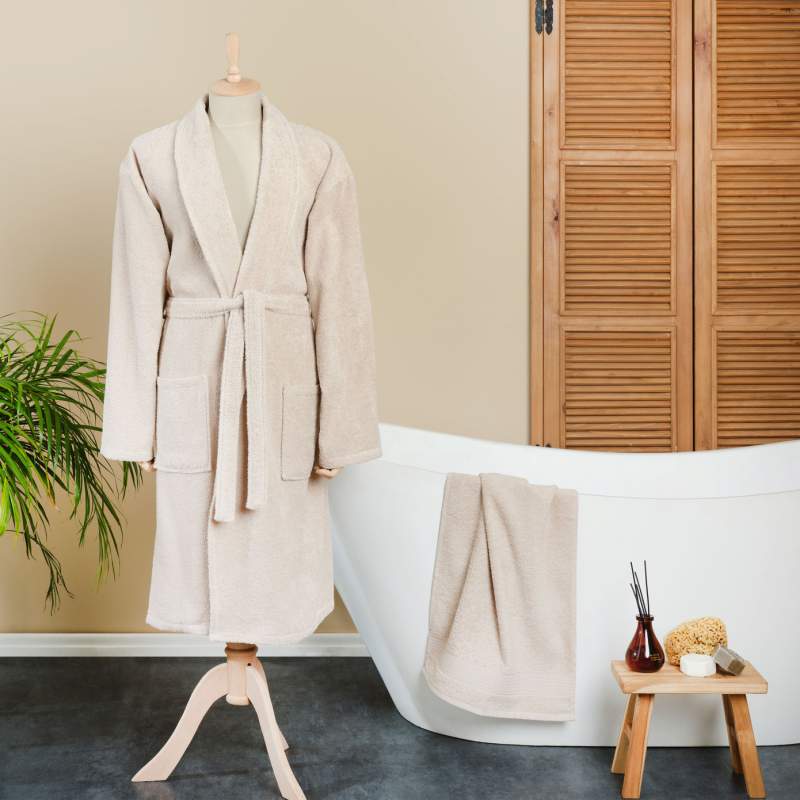 Karaca Home Defy Beige 100% Cotton Bathrobe X/XL Karaca Home Defy Beige 100% Cotton Bathrobe X/XL