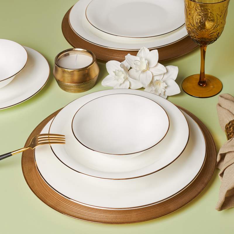 Karaca Fine Pearl Diana 24-Piece Dinnerware Set for 6 People Gold