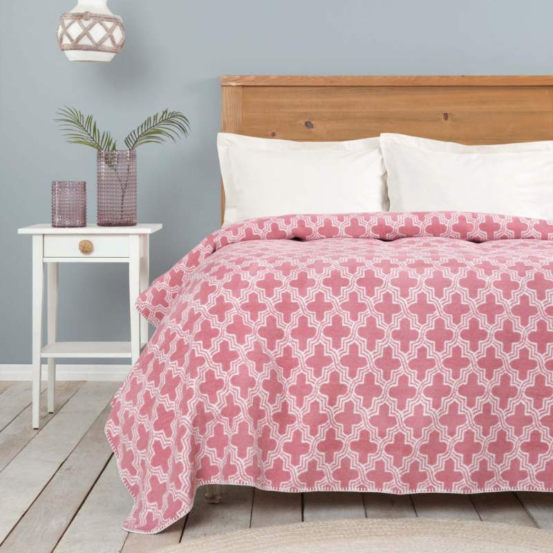 Karaca Home Benita Rose Dry Double Cotton Blanket Karaca Home Benita Rose Dry Double Cotton Blanket