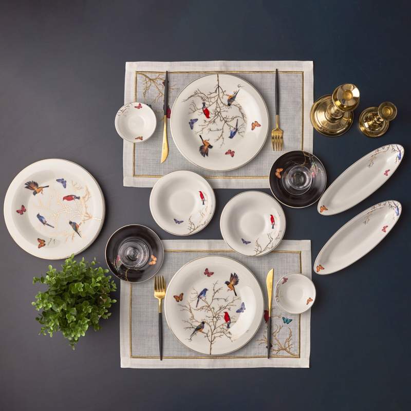 Karaca Grace Fine Pearl New 26 Pieces 6 Person Breakfast/Serving Set Black