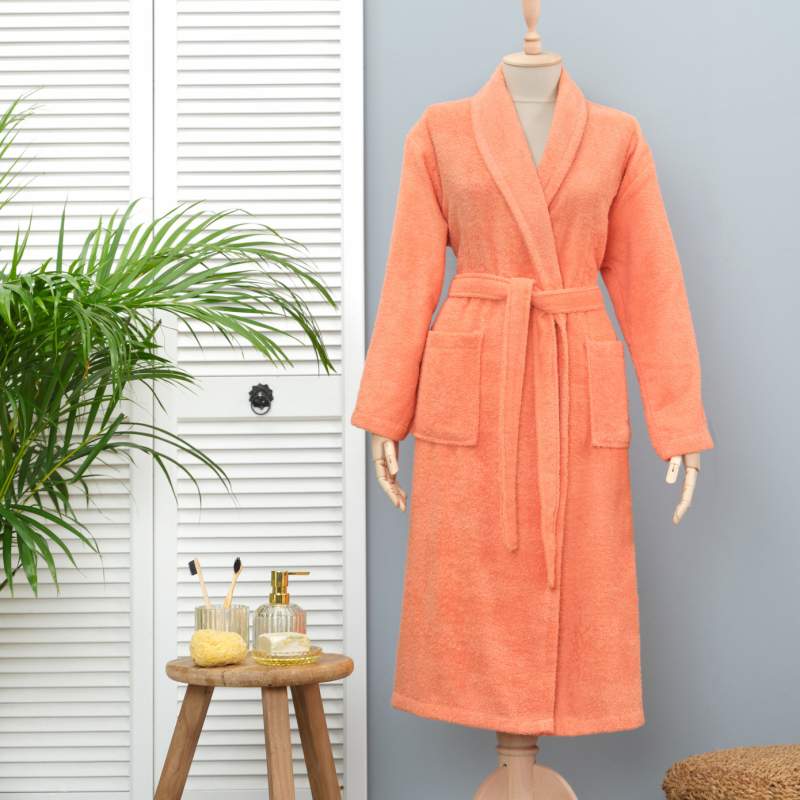 Karaca Home Daily Soft Salmon 100% Cotton Mens Bathrobe L/XL