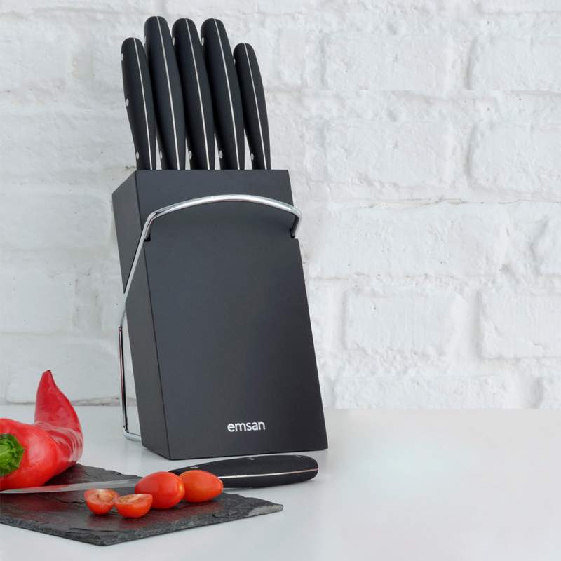 Emsan New Mia 6 Piece Knife Set Black Emsan New Mia 6 Piece Knife Set Black