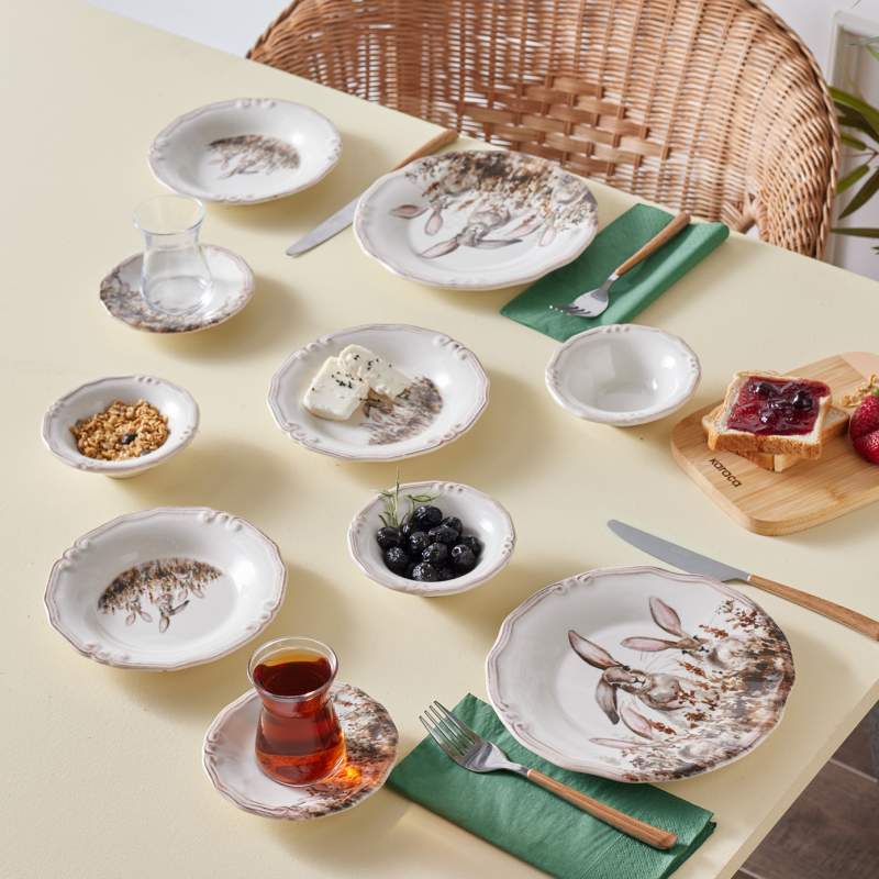 Karaca Bunny 12 Pieces Breakfast/Cake Set for 2 People