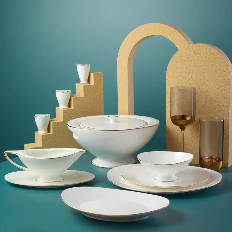 Jumbo Moon Gold 64 Pieces 12 Person Dinnerware