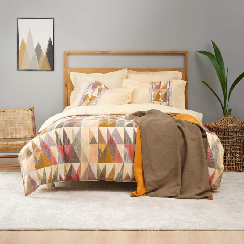 Karaca Home Frenela Yellow Double Duvet Cover Cotton Blanket Set Karaca Home Frenela Yellow Double Duvet Cover Cotton Blanket Set