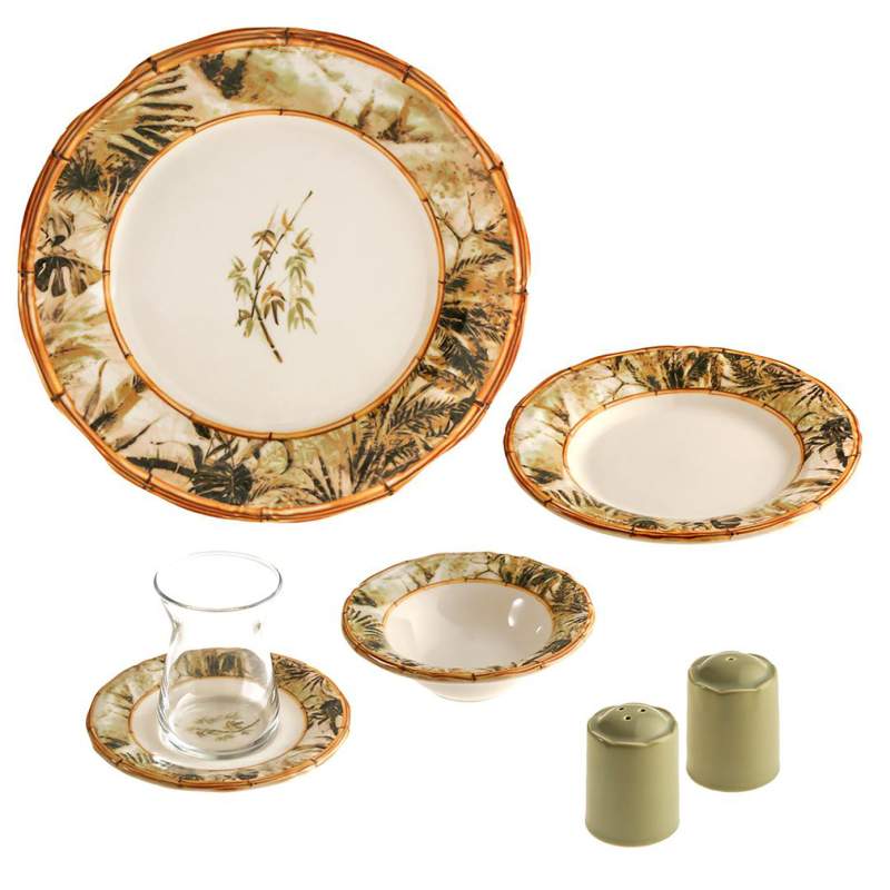 Jumbo Bamboo 26 Pieces 6 Person Breakfast Set