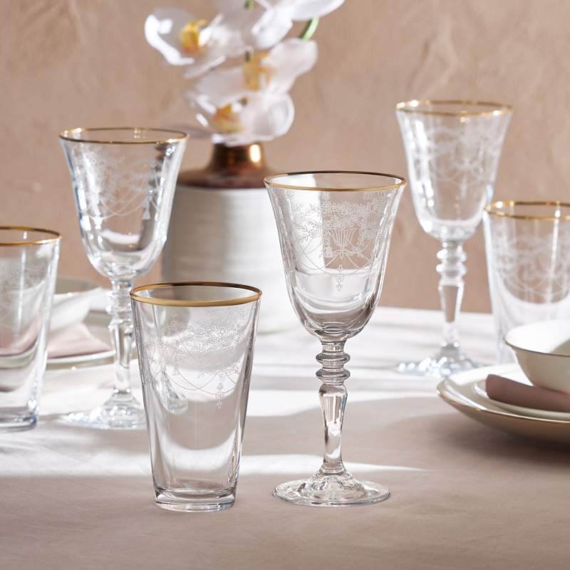 Karaca Classy Gold 24-Piece Glass Set for 6 Persons
