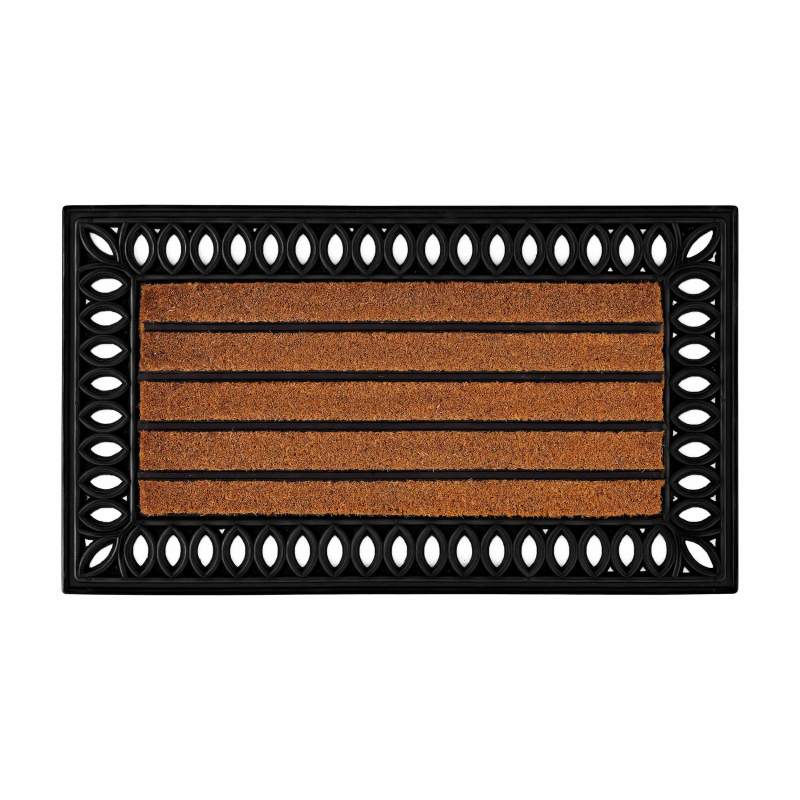 Cashmere Carpet Rubber Framed Striped Coco Mat 45x75 cm