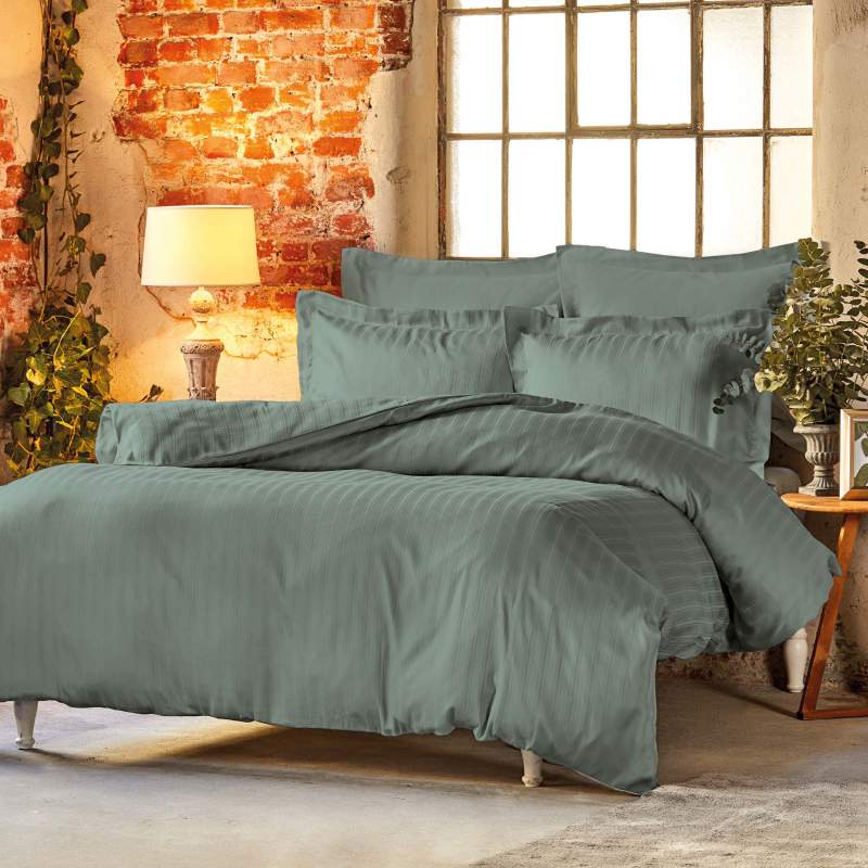 Karaca Home Charm Bold 100% Cotton Satin Double Duvet Cover Set Petrol Karaca Home Charm Bold 100% Cotton Satin Double Duvet Cover Set Petrol