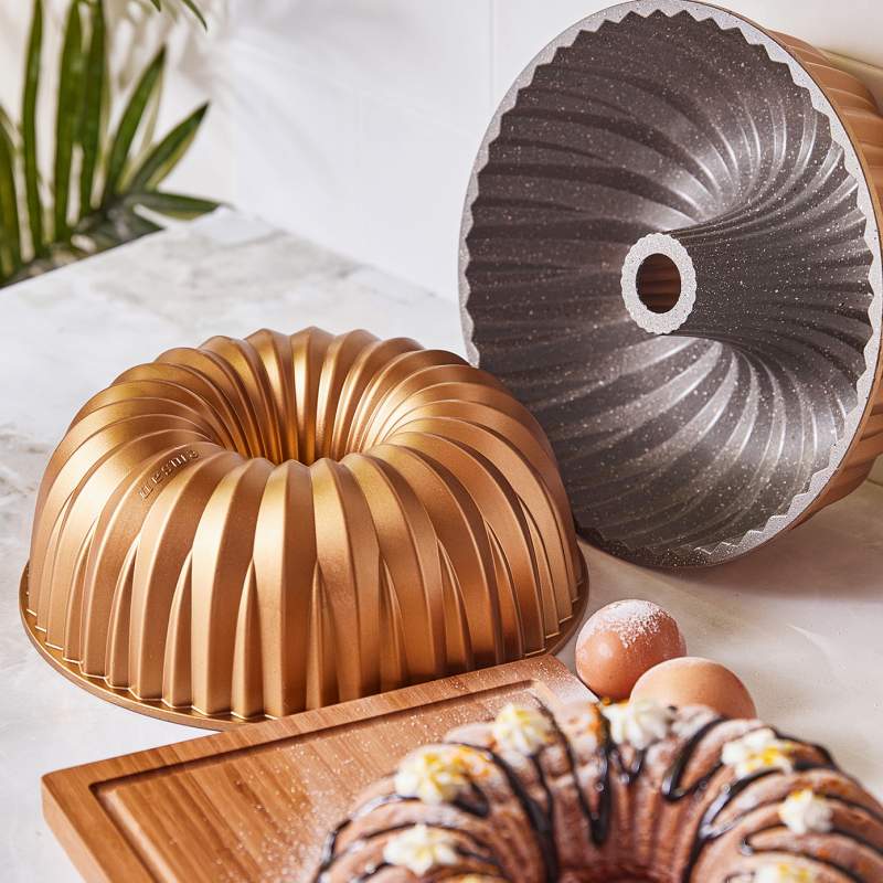 Emsan Griss Hardstone Casting Cake Mold Gold 24 cm