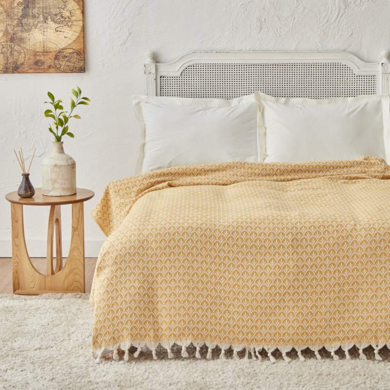 Karaca Home Cordoba Double Pike 200x230 cm Mustard Karaca Home Cordoba Double Pike 200x230 cm Mustard