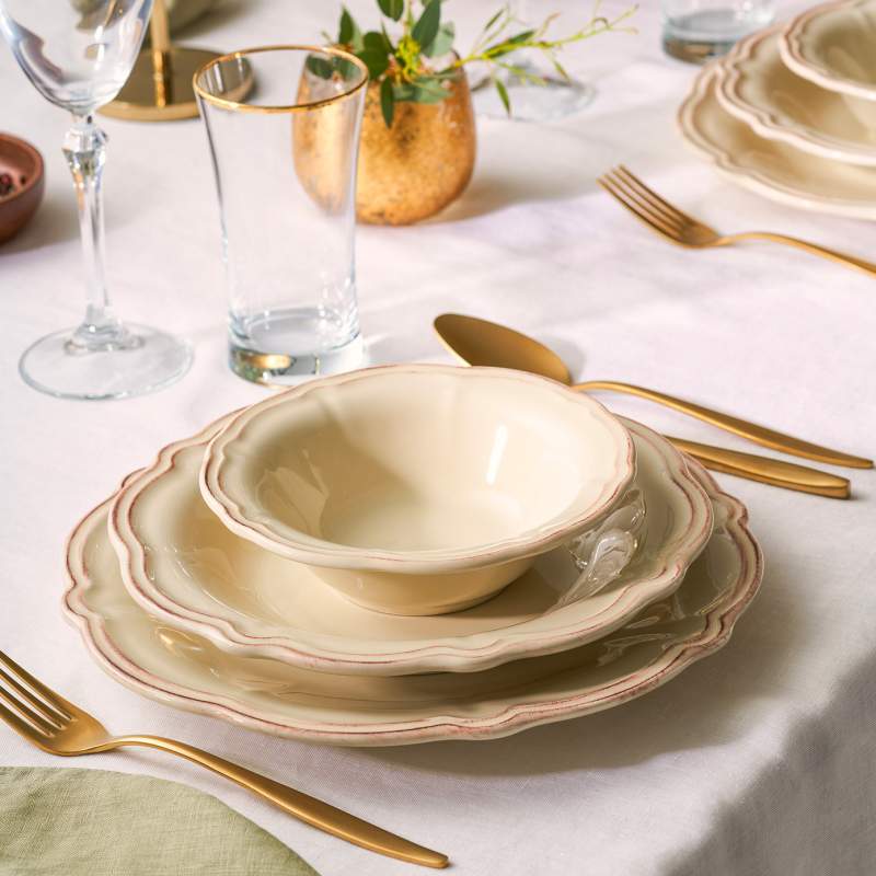 Emsan Antique 24 Pieces 6 Person Porcelain Dinnerware