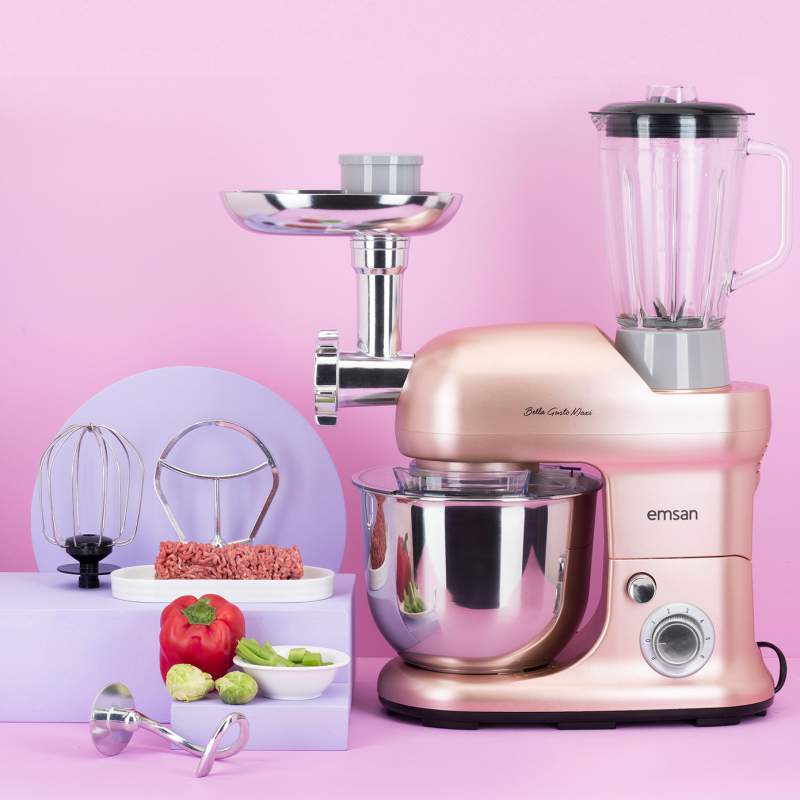 Emsan Bella Gusto Maxi Golden Pink Stand Mixer Kitchen Chef 1300W 5 Lt