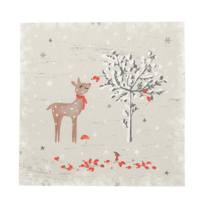 Karaca Home New Year Sniffing Deer 20 Pcs Paper Napkin