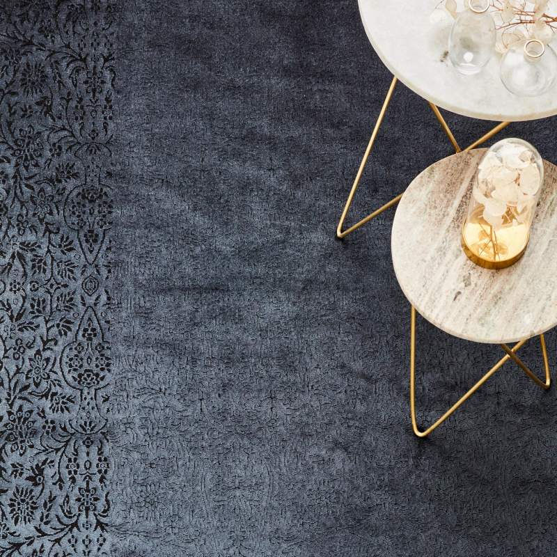 Cashmere Carpet Viscose Premium Damask Anthracite 80x150 cm Carpet