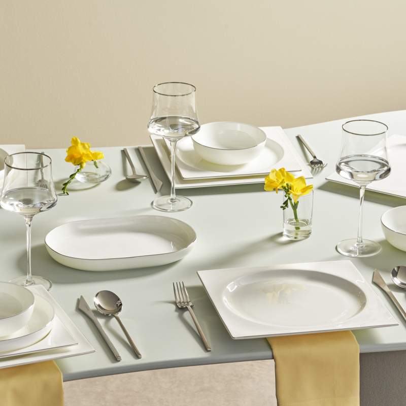 Karaca Fine Pearl Extra Nish 62 Pieces Dinnerware Set for 12 People Platinum