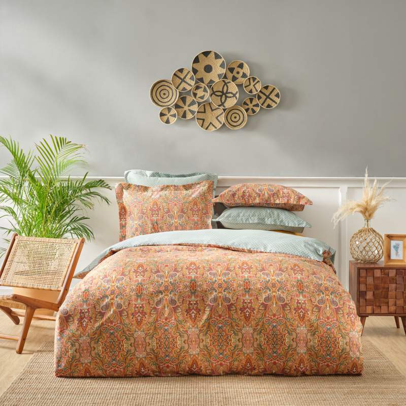 Karaca Home Evan Tile Double 100% Cotton Satin Duvet Cover Set Karaca Home Evan Tile Double 100% Cotton Satin Duvet Cover Set