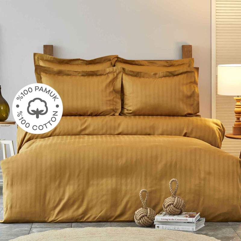 Karaca Home Charm Bold Mustard 100% Cotton Satin Single Duvet Cover Set Karaca Home Charm Bold Mustard 100% Cotton Satin Single Duvet Cover Set