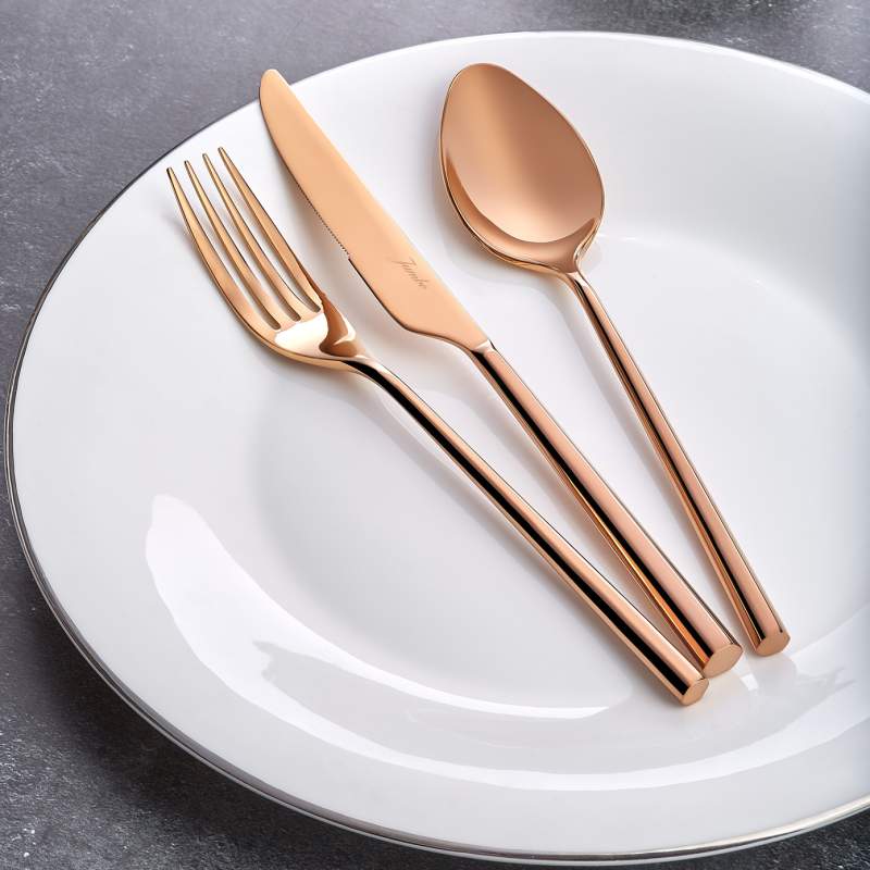 Jumbo 1001 84 Pieces Cutlery Set for 12 People Titanium Bronze