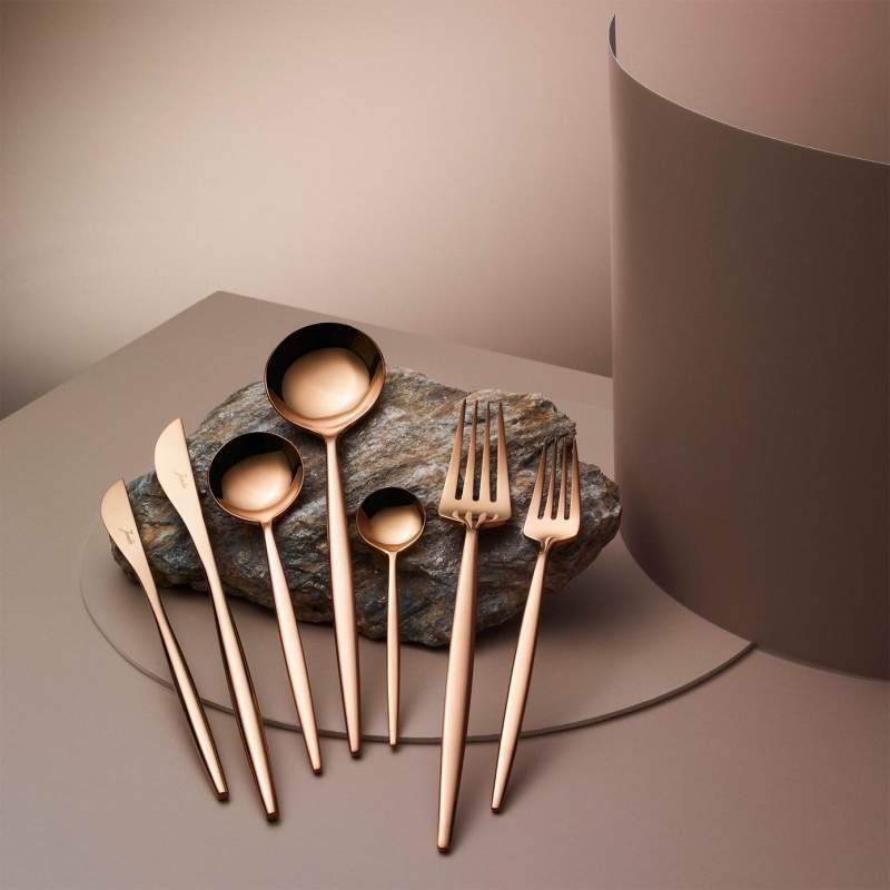 Jumbo 9000 84 Pcs Cutlery Set for 12 People Titanium Bronze