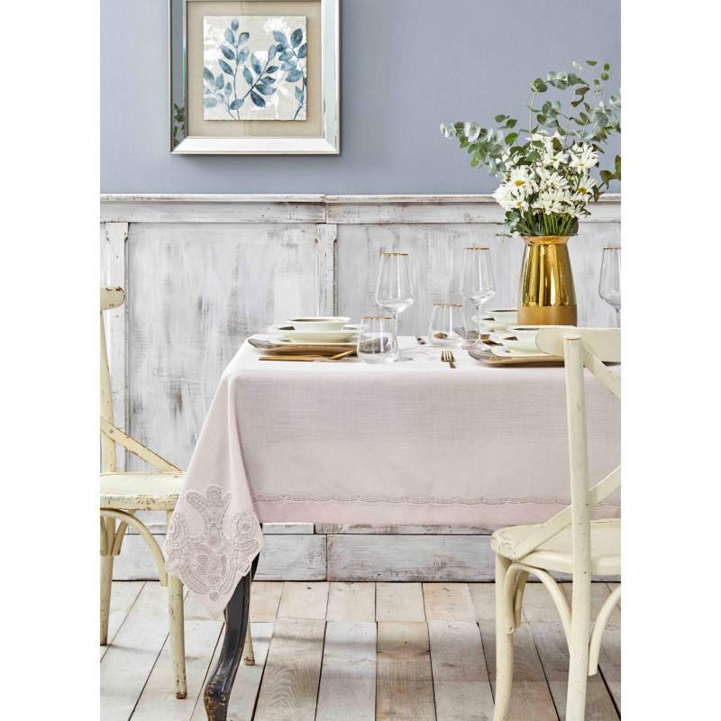 Karaca Home Ades Powder French Lace 160x240 Table Cloth
