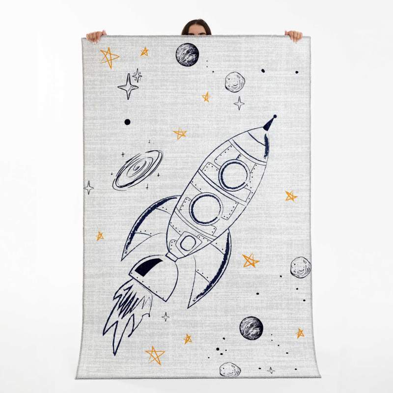 Cashmere Carpet Decorative Art Kids/Teen Spaceship 80x150 cm