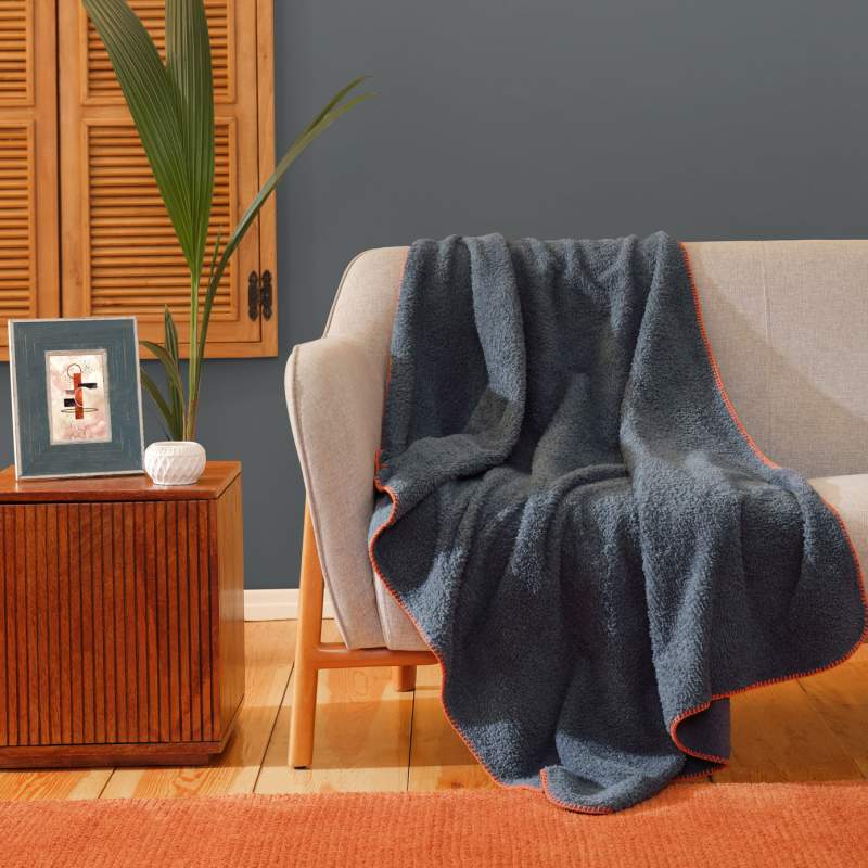Karaca Home Faye Indigo Throw Blanket 115x160 cm Karaca Home Faye Indigo Throw Blanket 115x160 cm