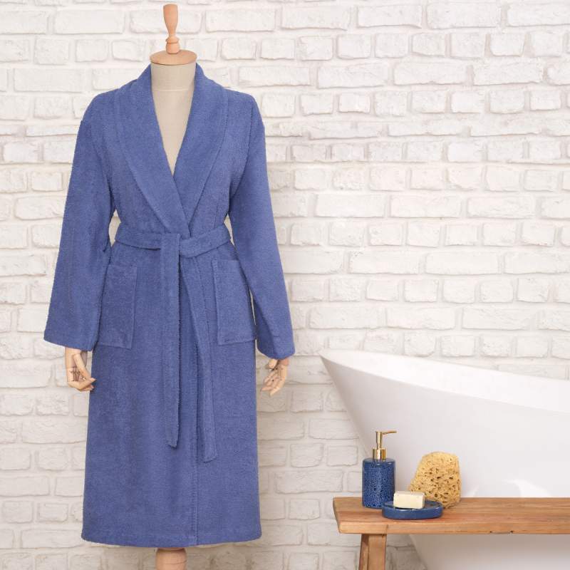 Karaca Home Soft Indigo 100% Cotton Mens Bathrobe L/XL Karaca Home Soft Indigo 100% Cotton Mens Bathrobe L/XL