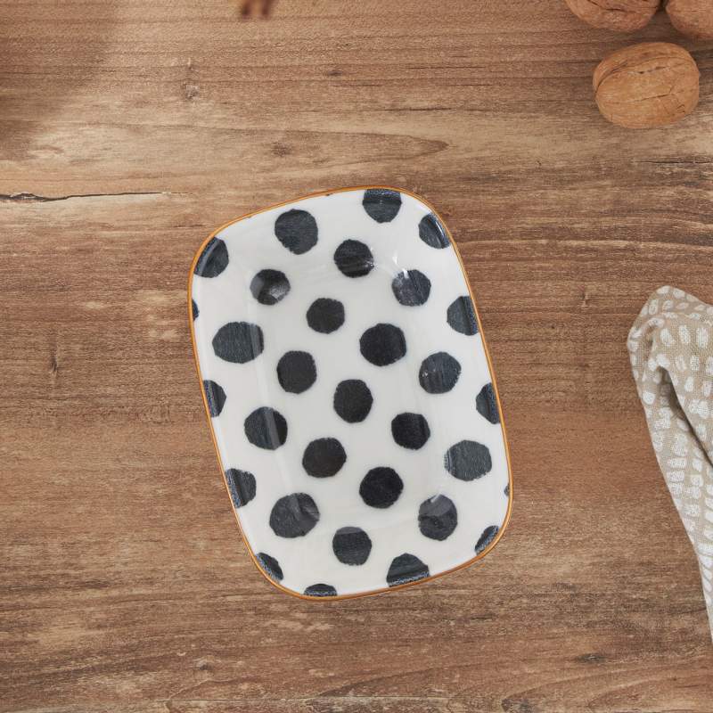 Karaca Combine Porcelain Dotted Boat Plate 14 cm