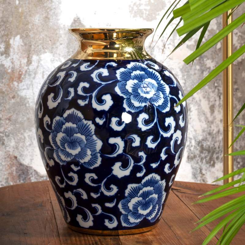 Karaca Home Blue White Neva Vase 23 cm