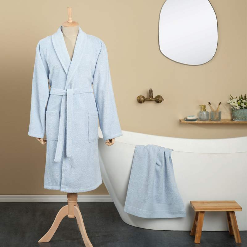 Karaca Home Defy Blue 100% Cotton Bathrobe Set L/XL Karaca Home Defy Blue 100% Cotton Bathrobe Set L/XL