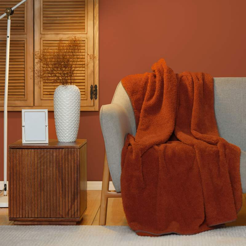 Karaca Home Faye Terracota Throw Blanket 115x160 cm Karaca Home Faye Terracota Throw Blanket 115x160 cm
