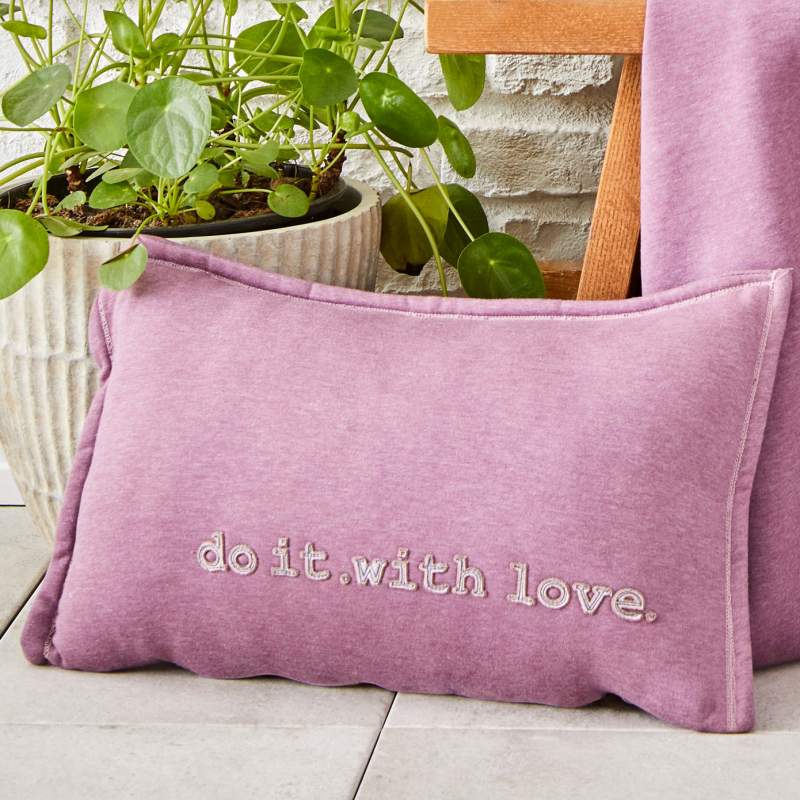 Karaca Home Softy Lilac Embroidered Internal Filled Throw Pillow 35x55 cm