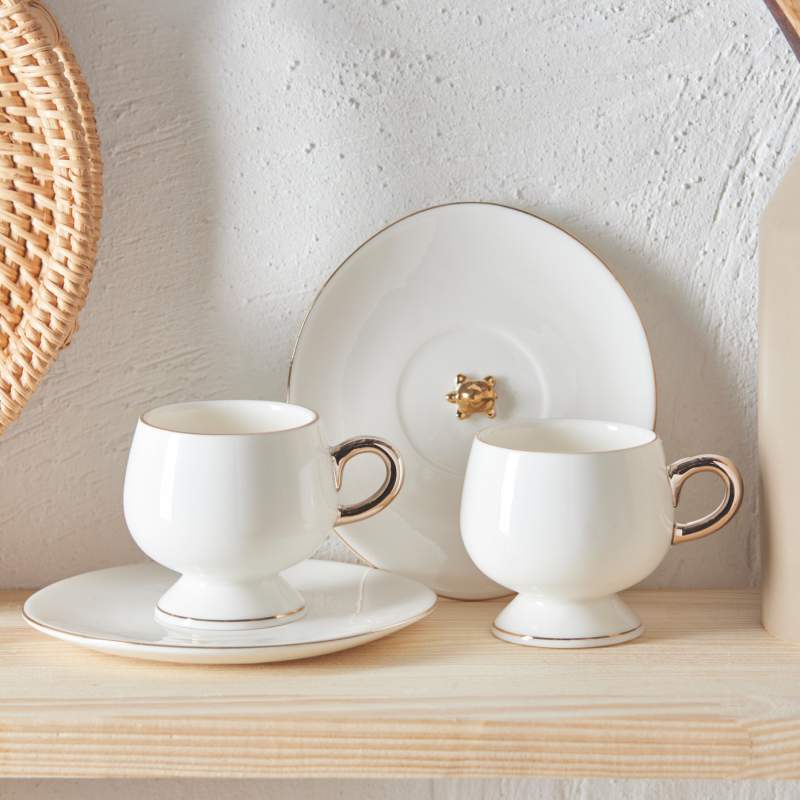 Karaca Hidden Tortoise Set of 2 Stoneware Coffee Cups 80 ml