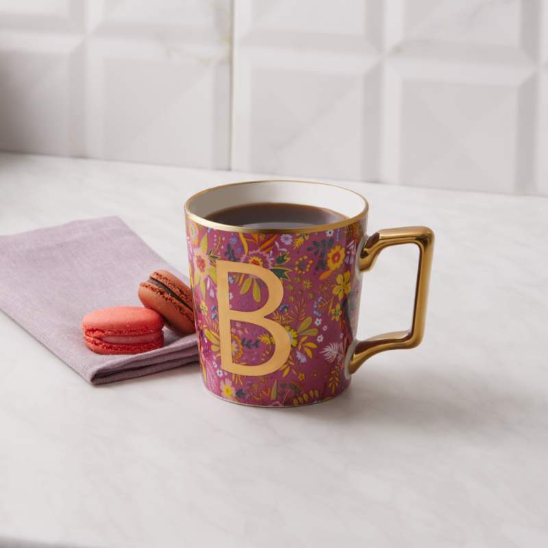 Karaca Flower Mug with Letter B 350 ml