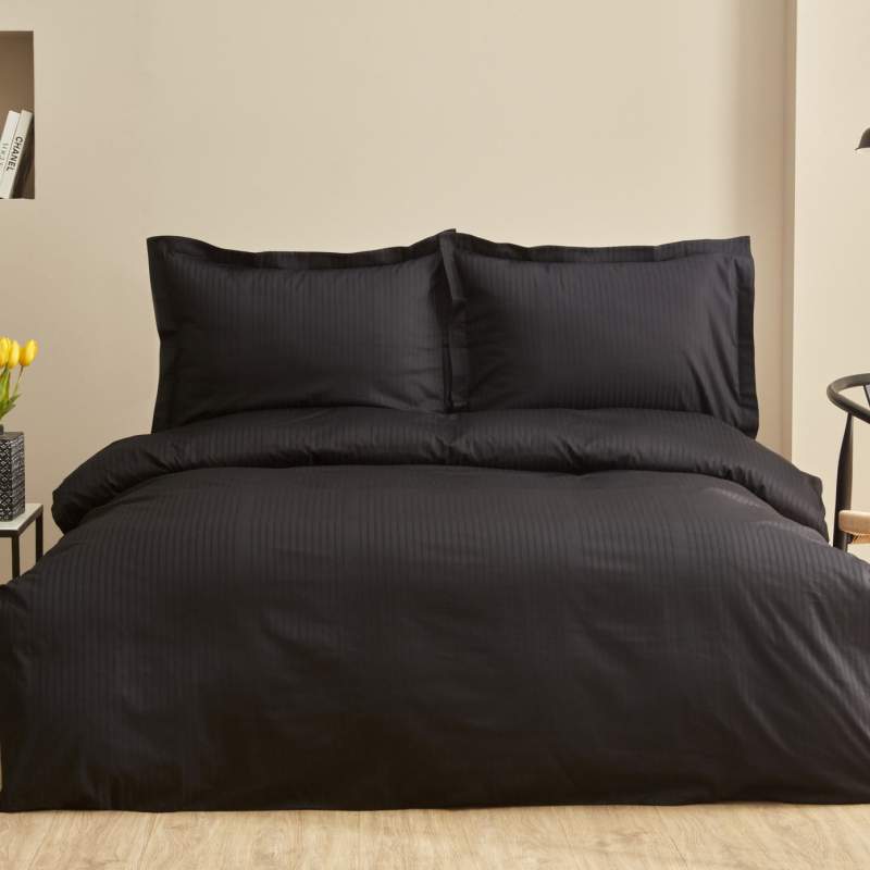 Karaca Home Uniq 100% Cotton Double Satin Duvet Cover Set Black Karaca Home Uniq 100% Cotton Double Satin Duvet Cover Set Black