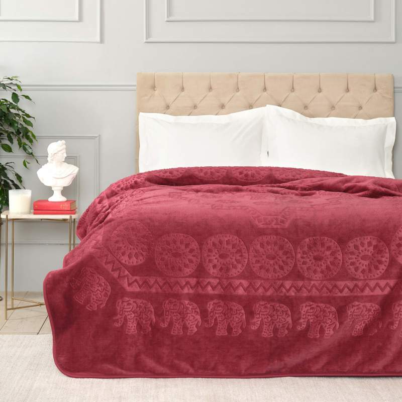 Karaca Home Elephant Sarabi Double Soft Embosy Blanket Karaca Home Elephant Sarabi Double Soft Embosy Blanket