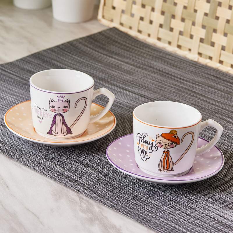 Karaca Fancy Cat Set of 2 Coffee Cups 80 ml