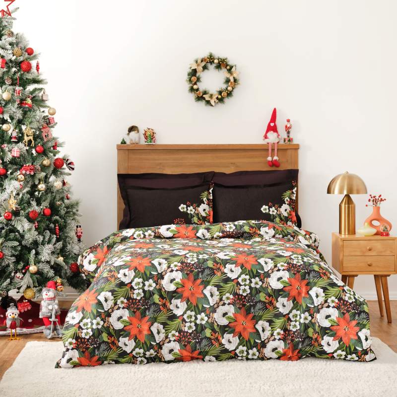 Karaca Home Kokina 100% Cotton Duvet Cover Set Double Black Karaca Home Kokina 100% Cotton Duvet Cover Set Double Black